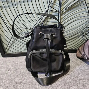 GAP | Black Nylon Vegan Leather Drawstring Mini Bucket  Bag - NWOT